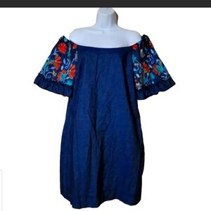 Women's Denim Embroidered Dress
